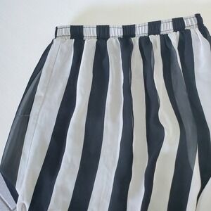 Forever 21 Striped‎ Maxi Skirt Sheer Black White Beetlejuice High Waist XS